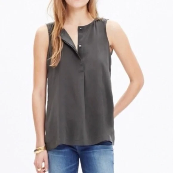 Madewell Composition Silk Tank charcoal xs - Picture 1 of 6